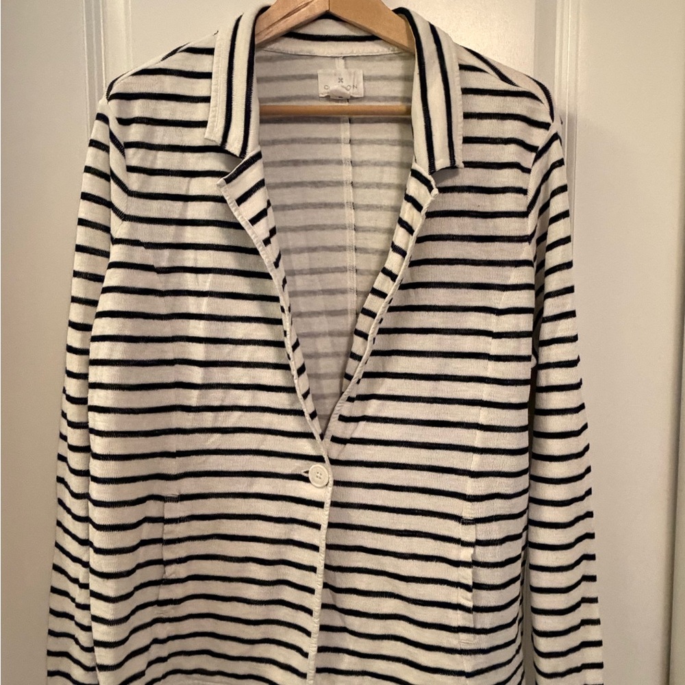Caslon Black and White Striped Cardigan